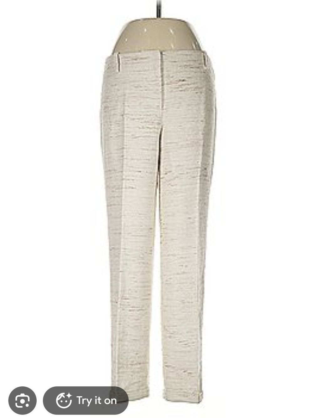 J McLaughlin Slub Silk Woven Cream Textured Dress Slim Pants 8 Tapered Slim Leg